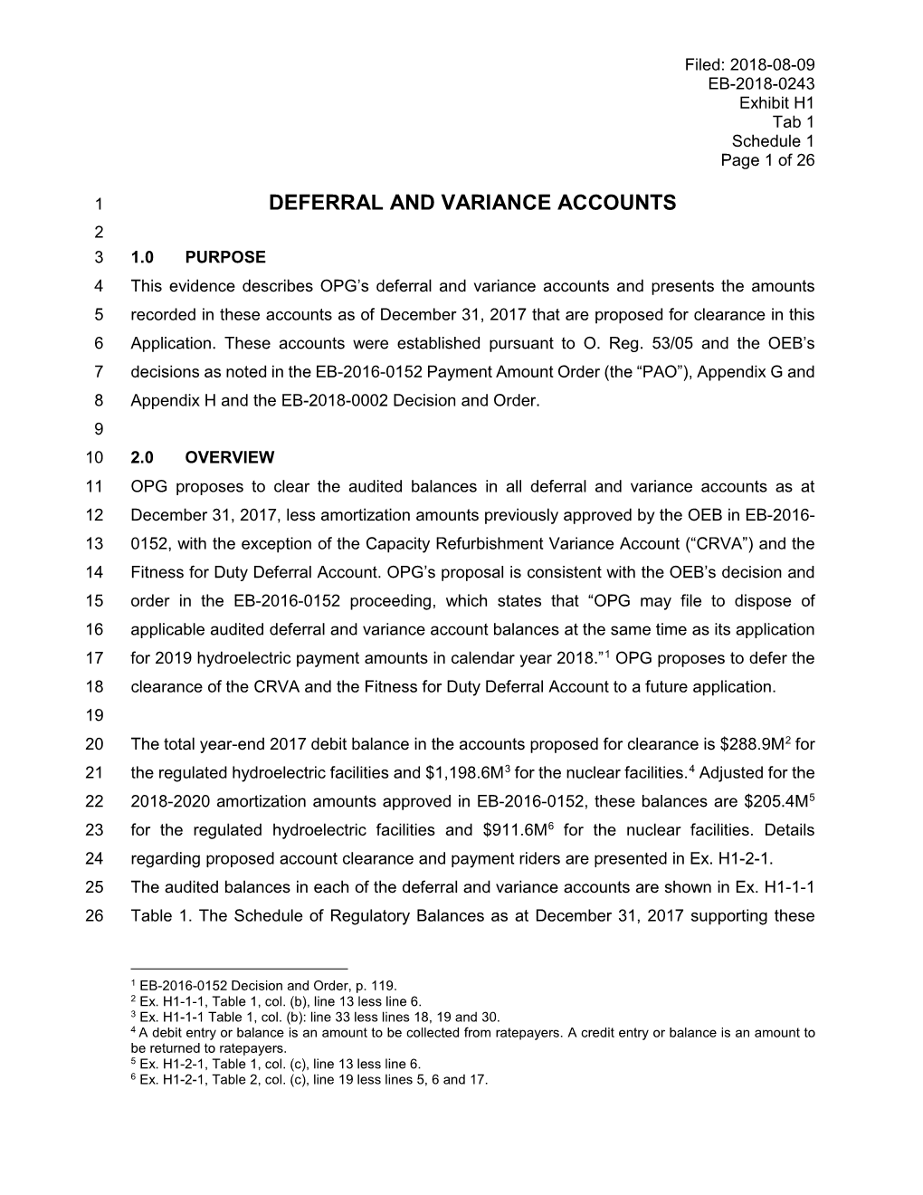 Deferral and Variance Accounts