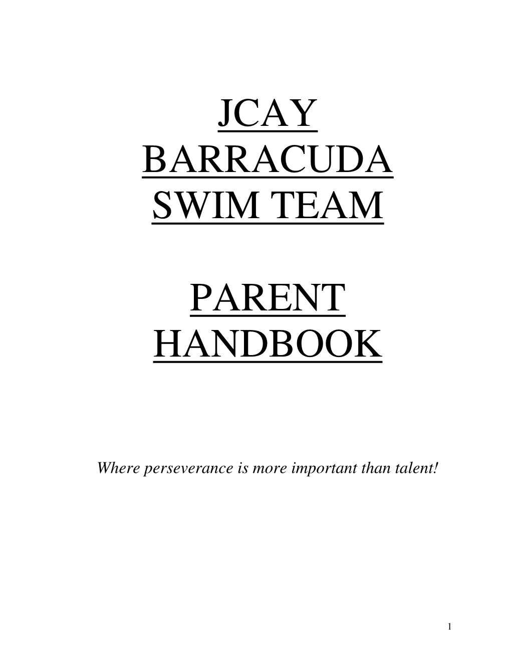 Jcay Barracuda Swim Team Parent Handbook