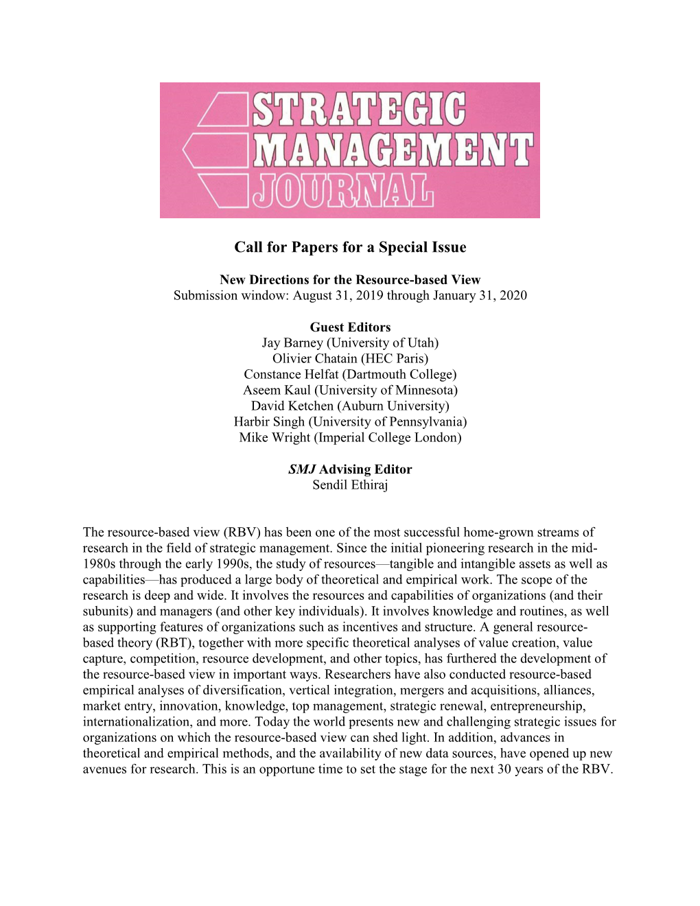 Call for Papers for a Special Issue