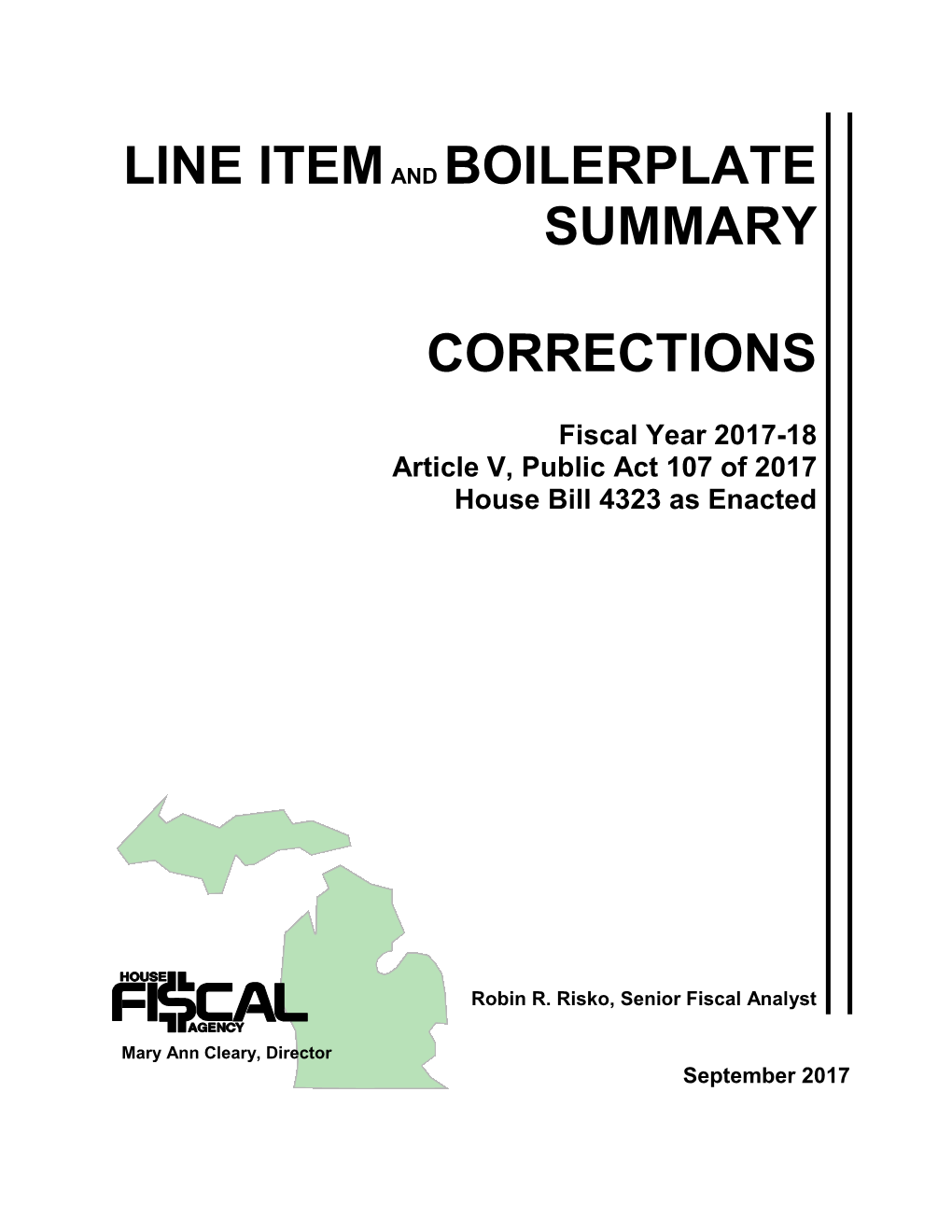 Line Item and Boilerplate Summary: Corrections