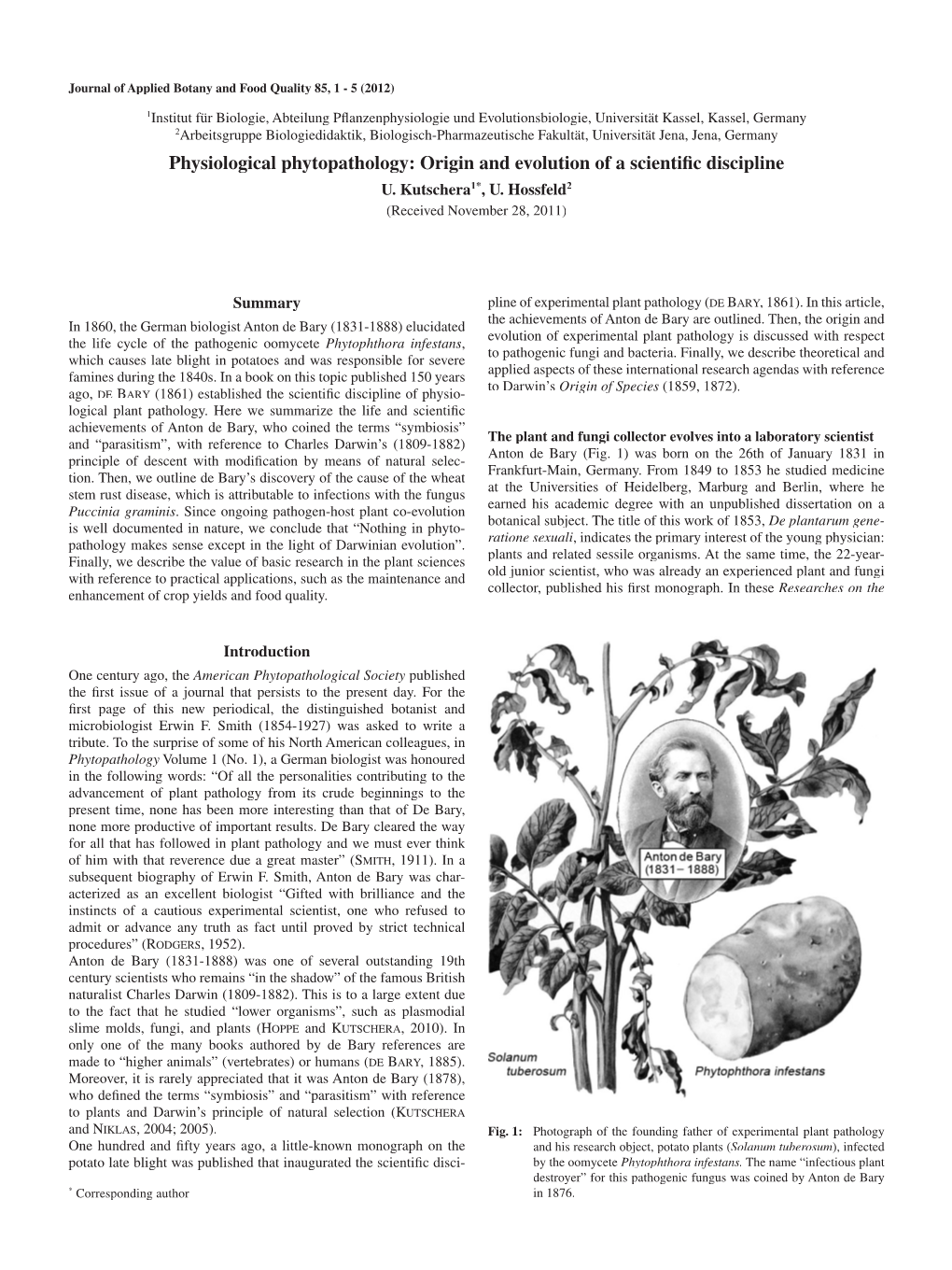 Physiological Phytopathology: Origin and Evolution of a Scientific Discipline