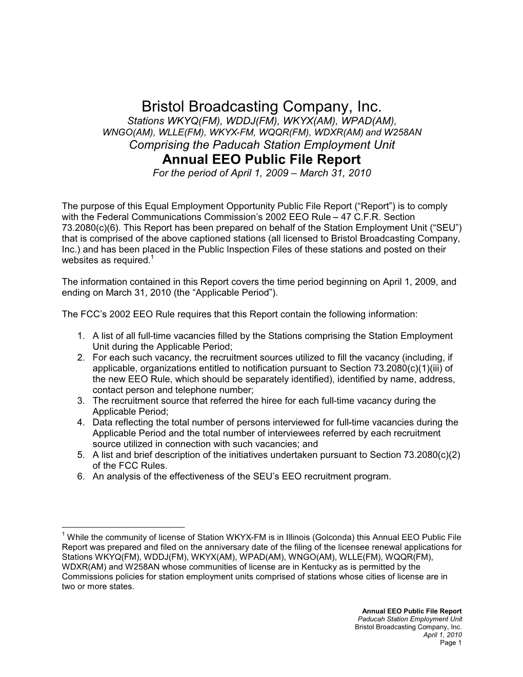 Bristol Broadcasting Company, Inc