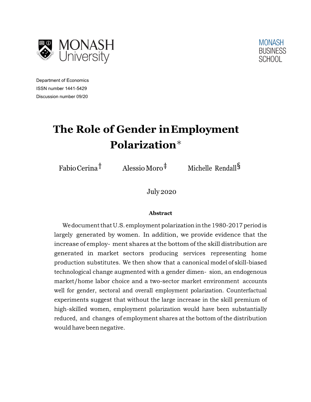 The Role of Gender in Employment Polarization∗