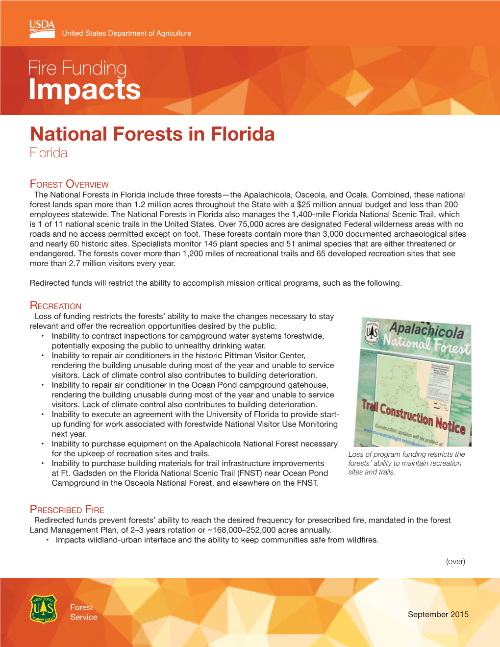 Impacts National Forests in Florida Florida
