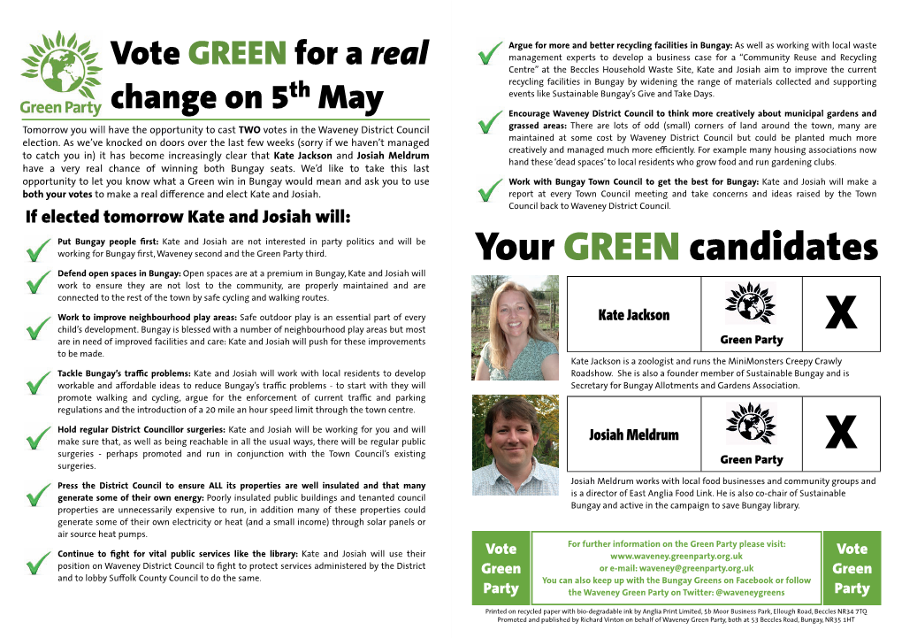 Your GREEN Candidates