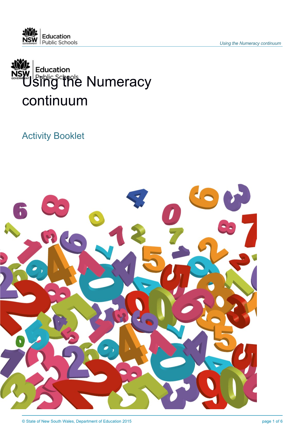 Using the Numeracy Continuum Activity Booklet