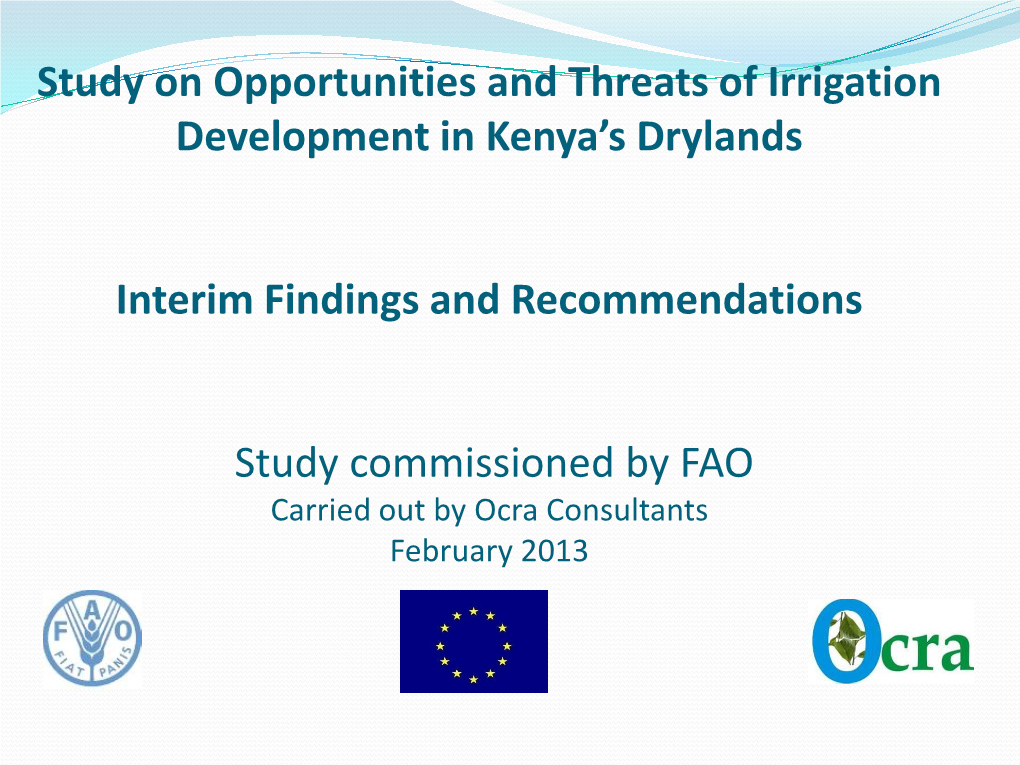 Study on Opportunities and Threats of Irrigation Development in Kenya's