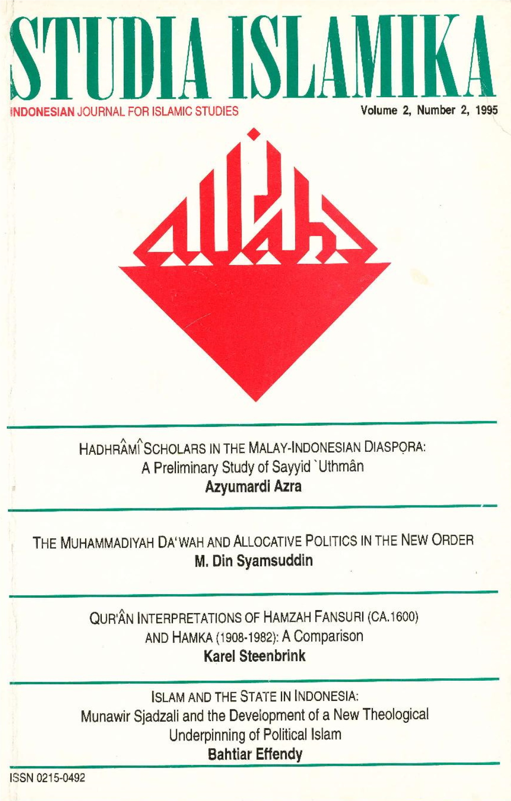 Studiaislailiika INDONESIAN JOURNAL for ISLAMIC STUDIES Volume 2, Number 2, 1995
