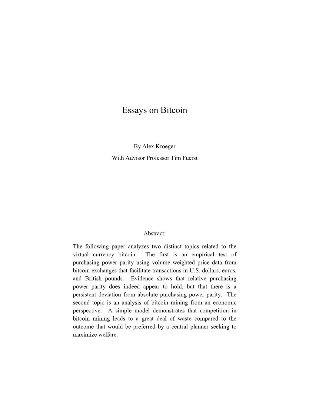 Essays on Bitcoin