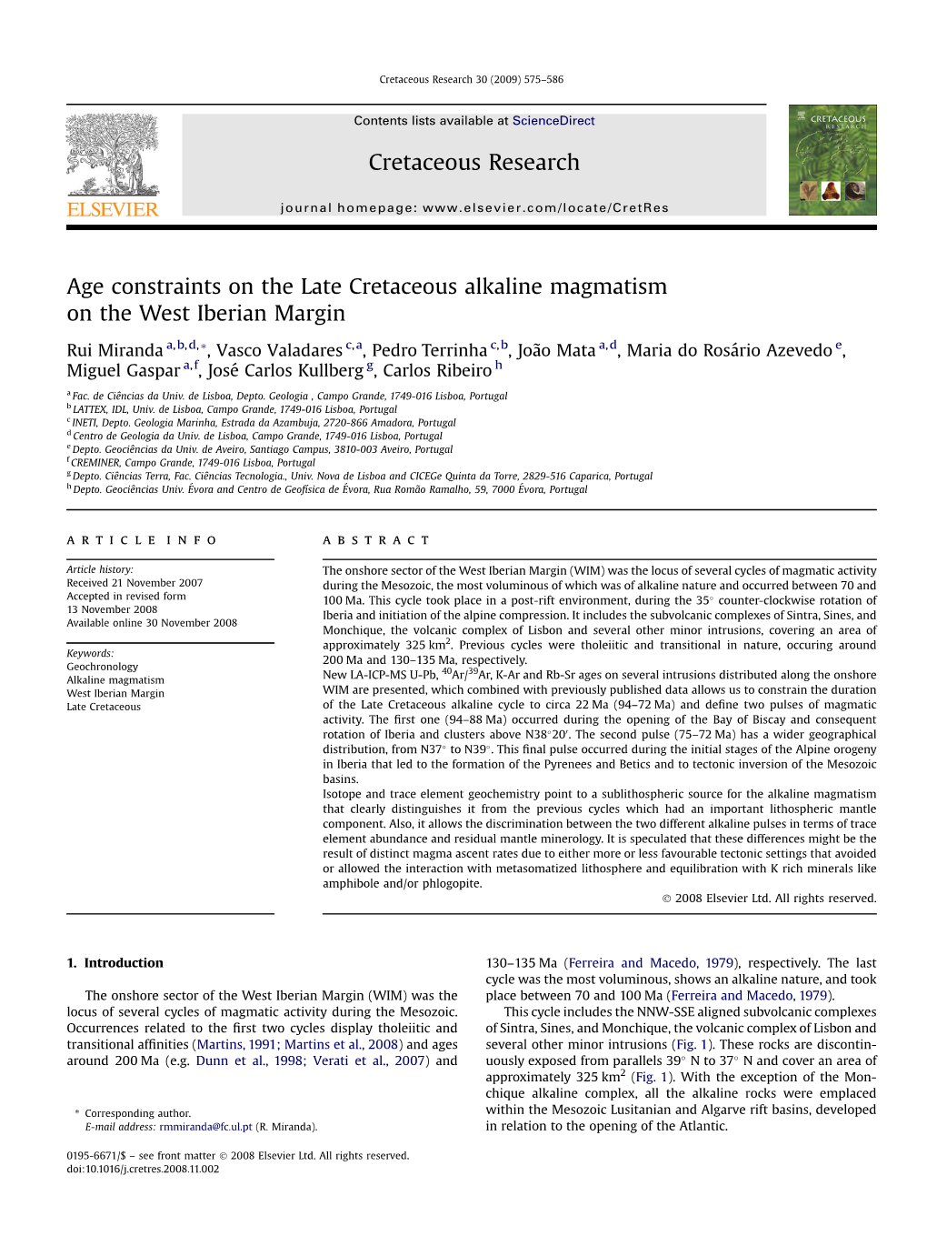 Cretaceous Research 30 (2009) 575–586