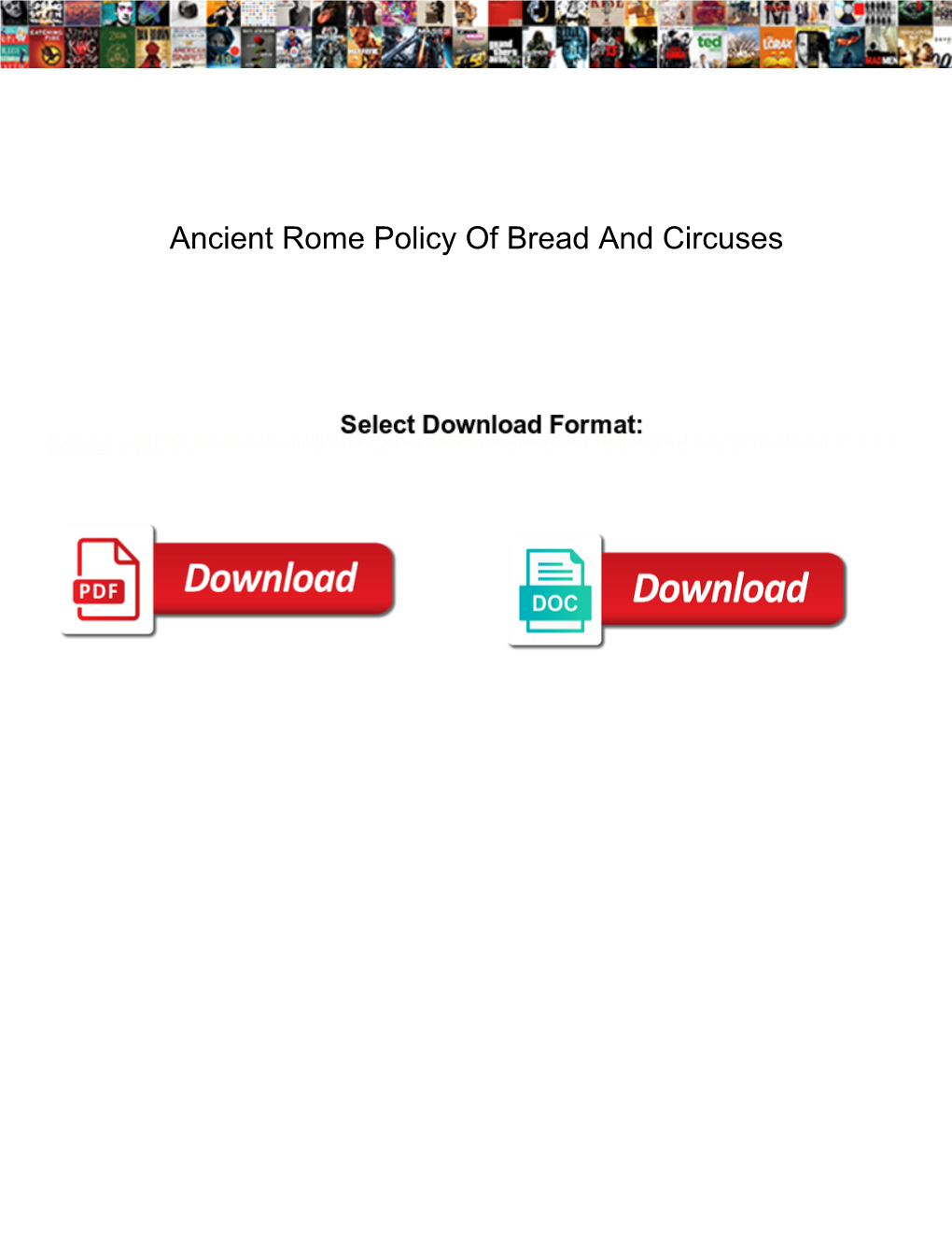 Ancient Rome Policy of Bread and Circuses