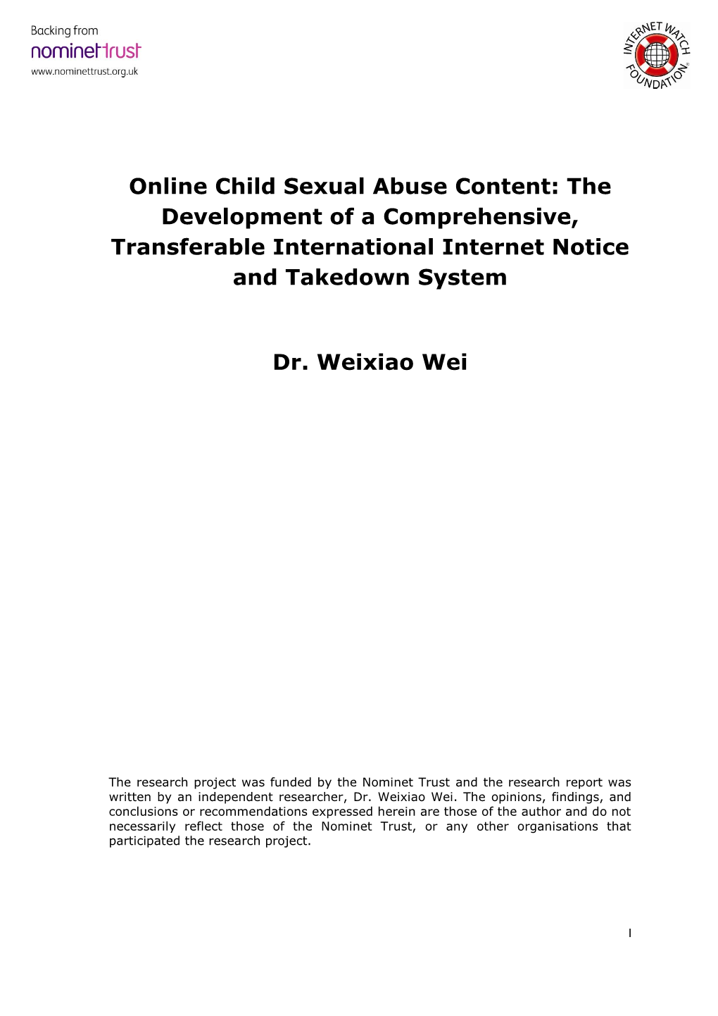 Online Child Sexual Abuse Content: the Development of a Comprehensive, Transferable International Internet Notice and Takedown System