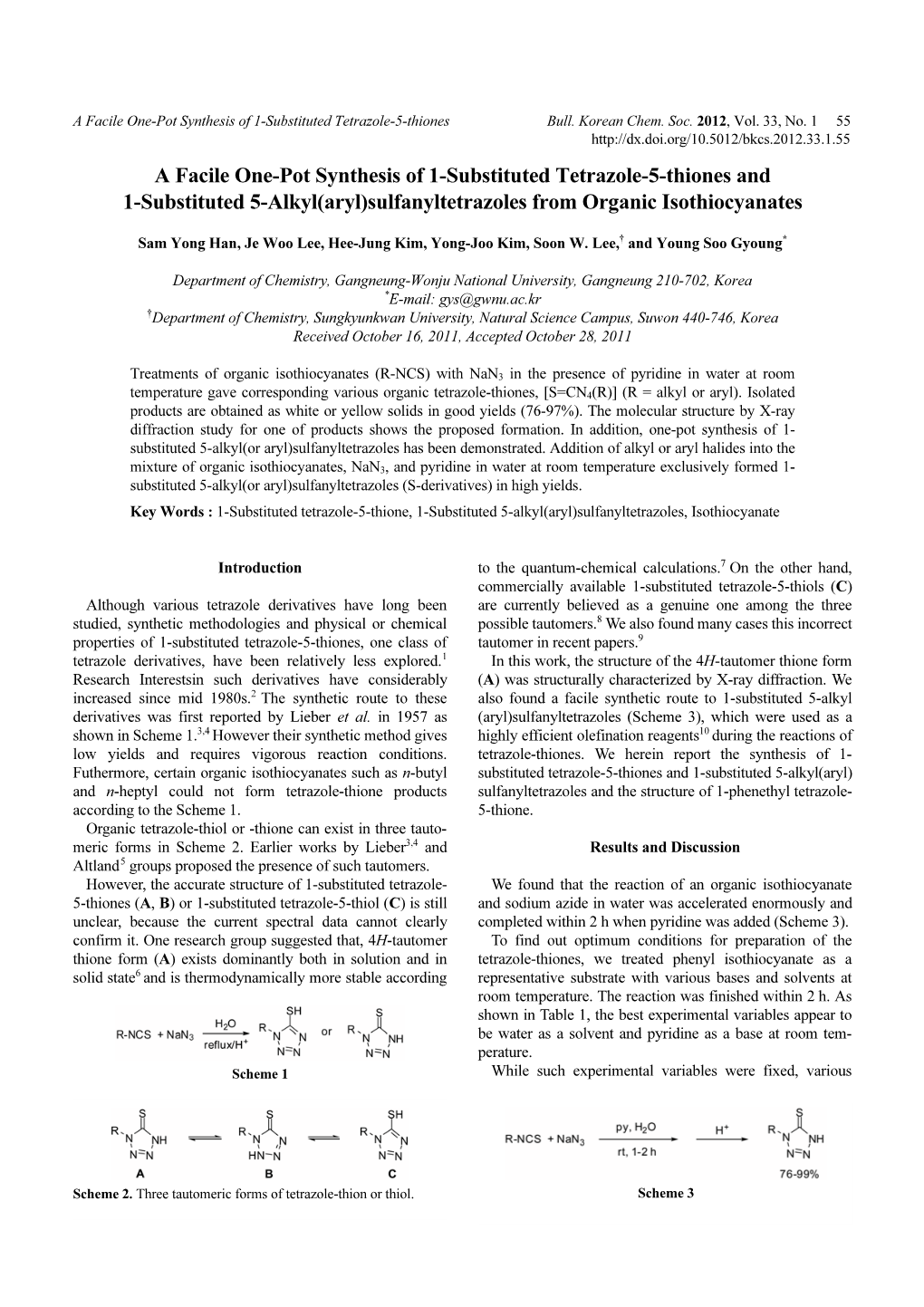 A Facile One-Pot Synthesis of 1-Substituted Tetrazole-5-Thiones and 1-Substituted 5-Alkyl(Aryl)Sulfanyltetrazoles from Organic Isothiocyanates