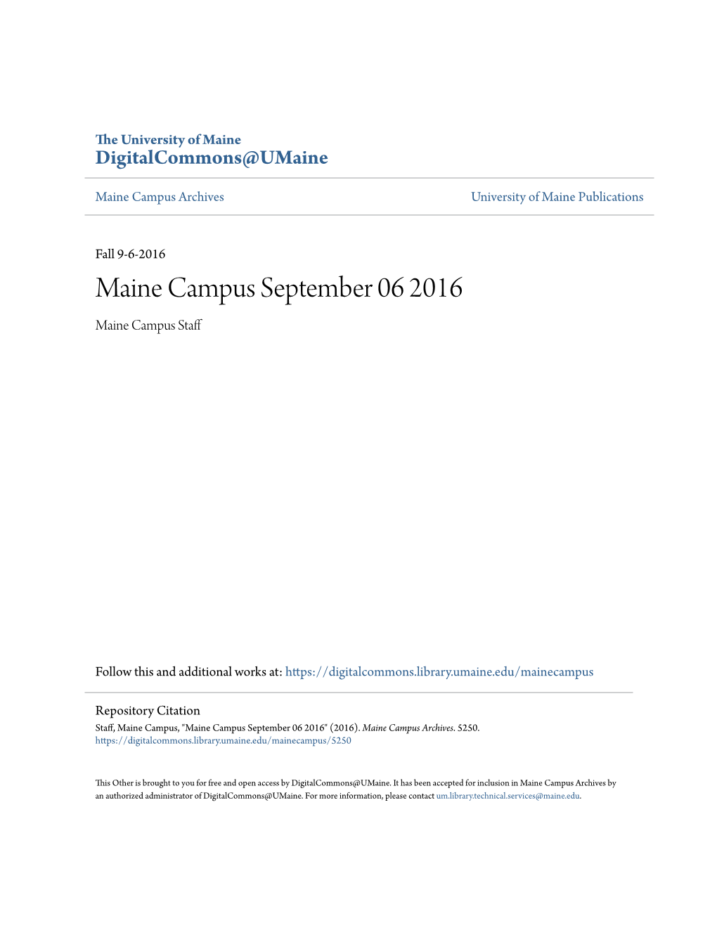 Maine Campus September 06 2016 Maine Campus Staff