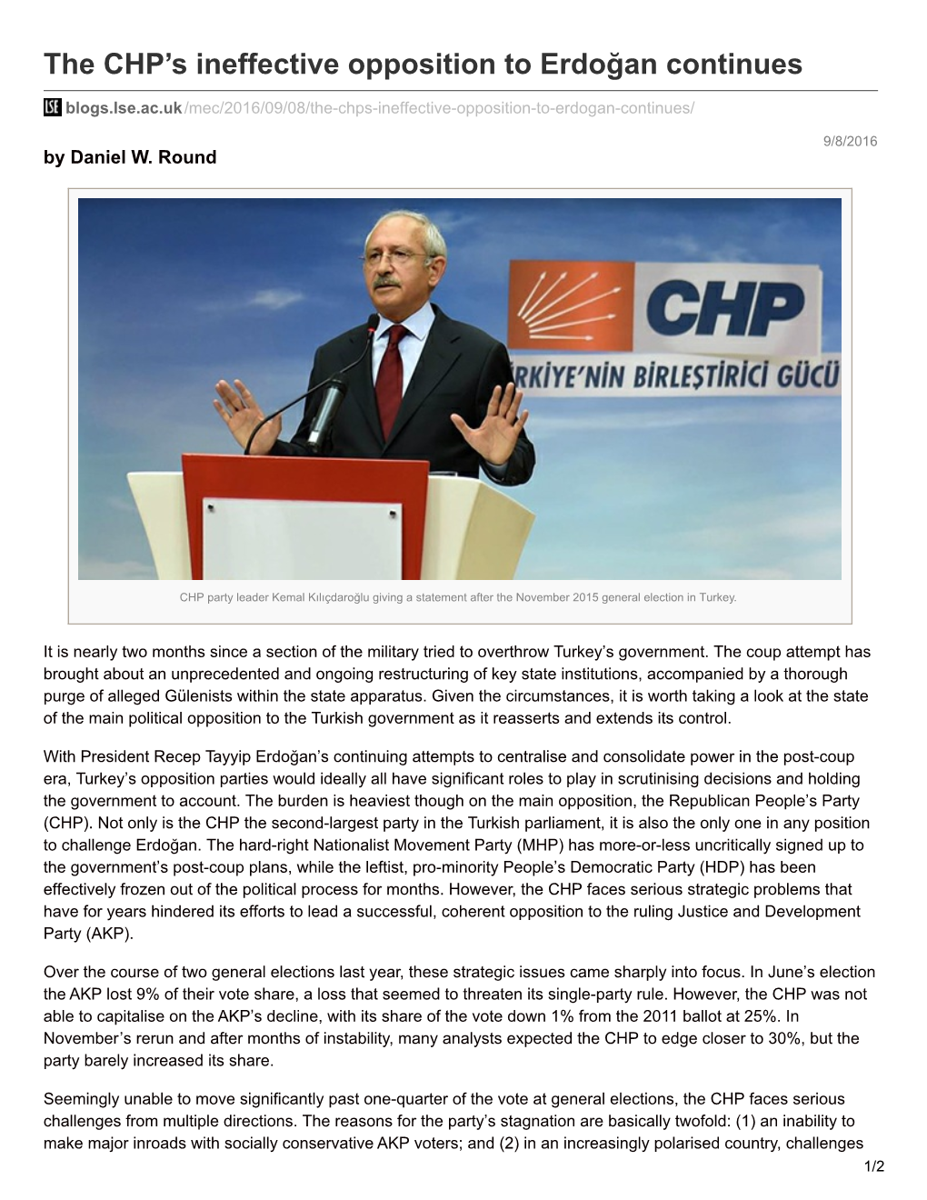 The CHP's Ineffective Opposition to Erdoğan Continues