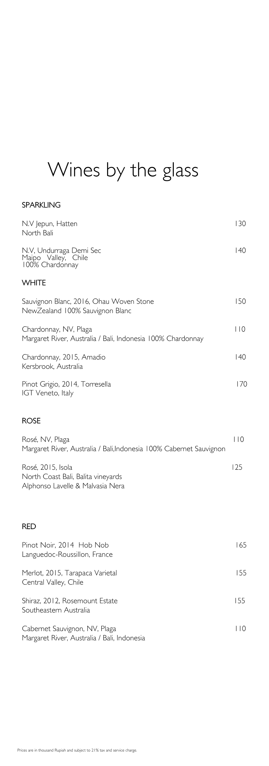 Wines by the Glass