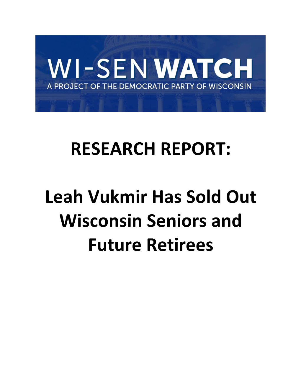 Leah Vukmir Has Sold out Wisconsin Seniors and Future Retirees