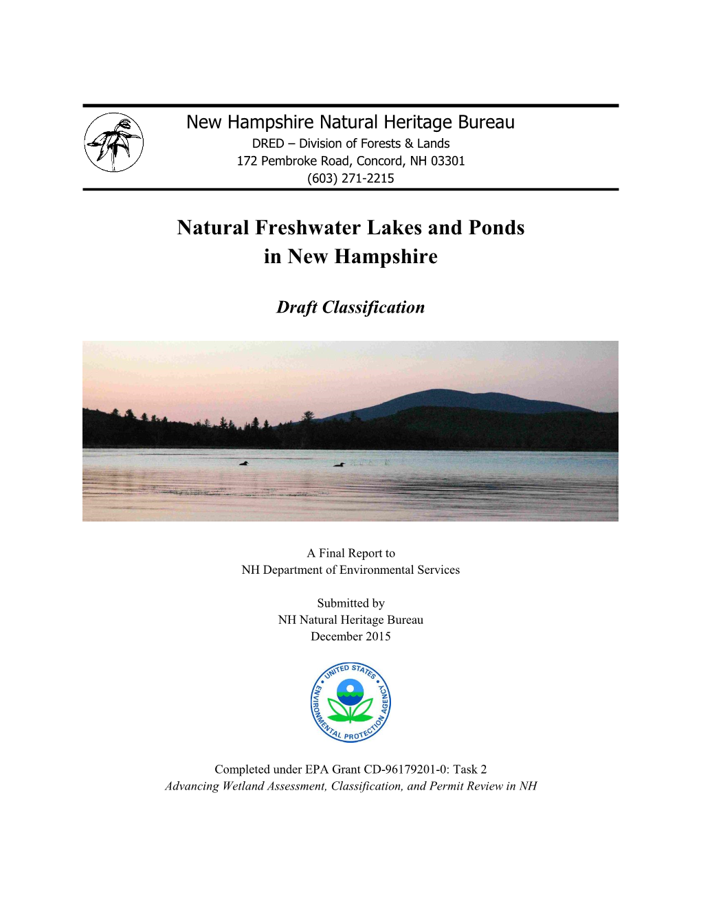 Draft Classification of Freshwater Lakes & Ponds in New Hampshire