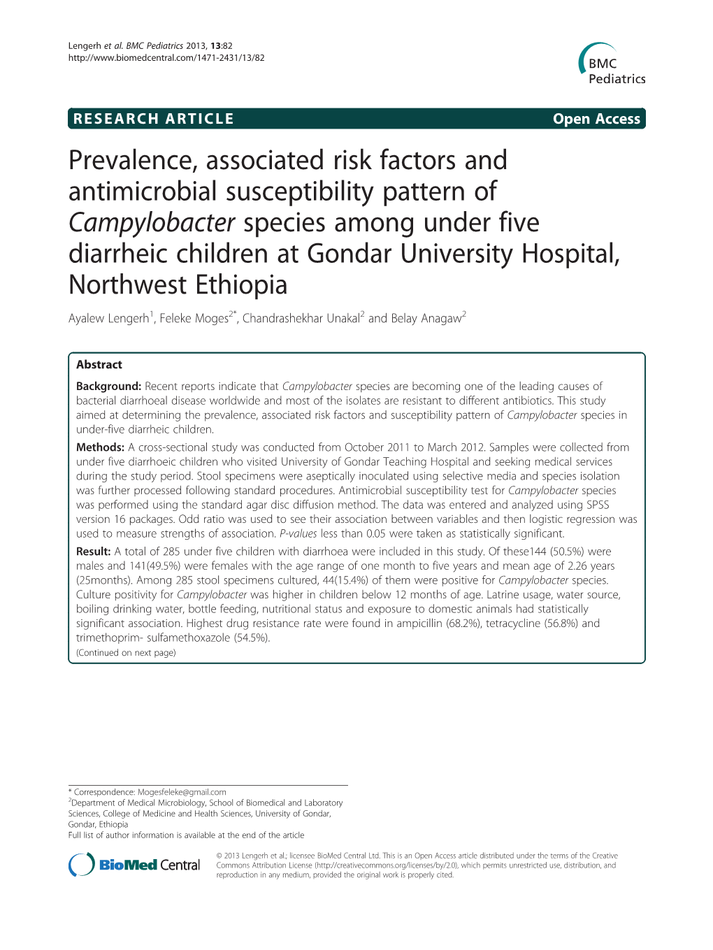 Prevalence, Associated Risk Factors and Antimicrobial Susceptibility