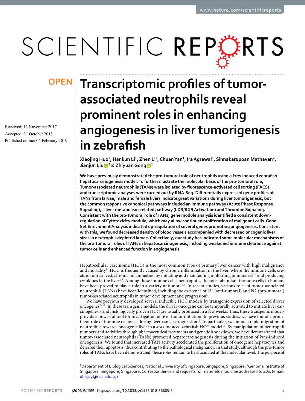 Transcriptomic Profiles of Tumor-Associated Neutrophils Reveal
