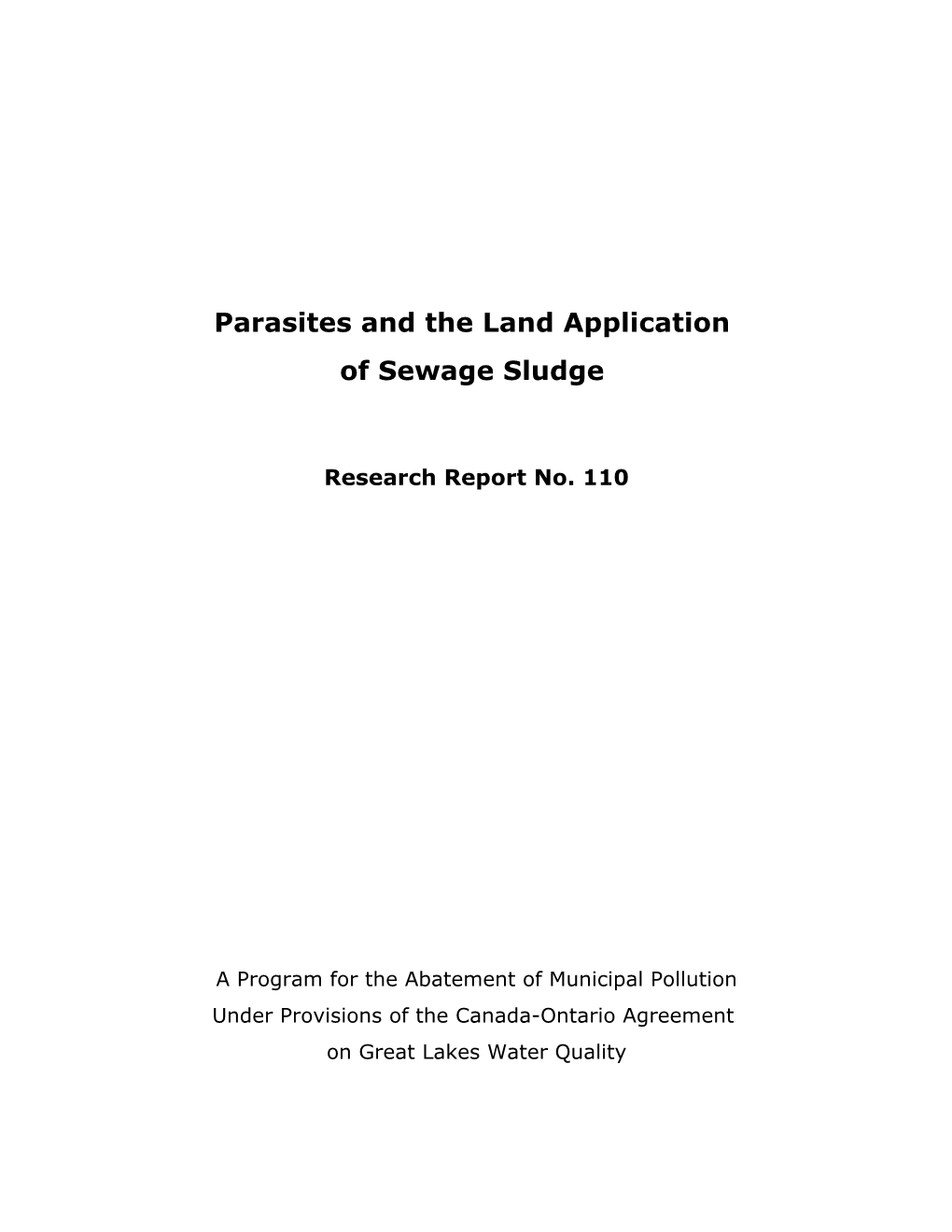 Parasites and the Land Application of Sewage Sludge. 1981
