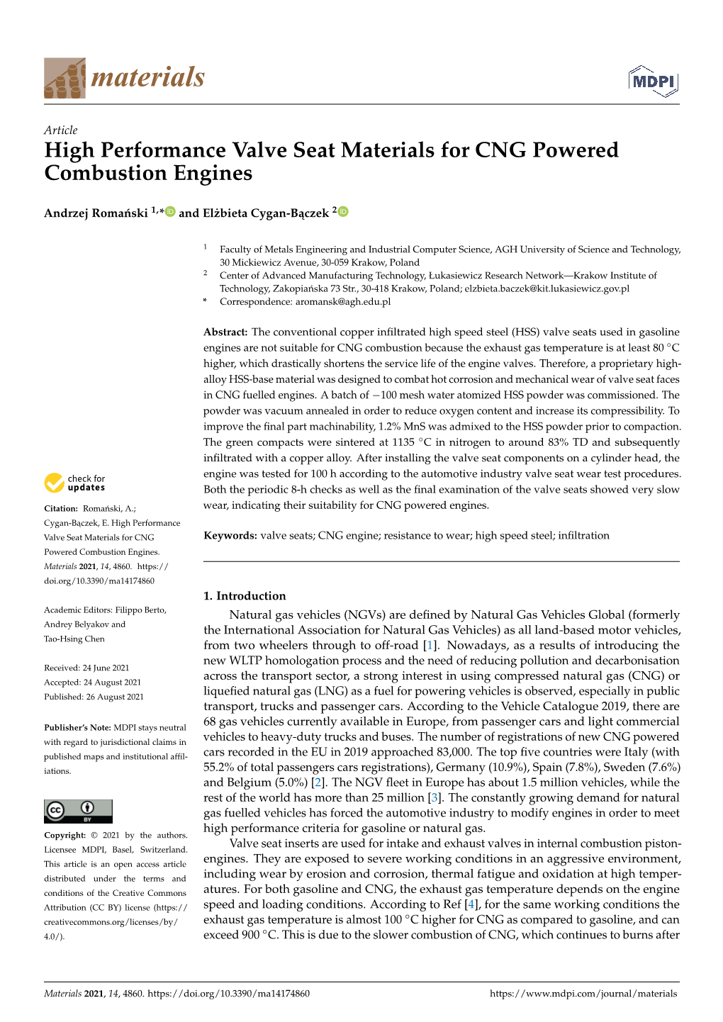 High Performance Valve Seat Materials for CNG Powered Combustion Engines