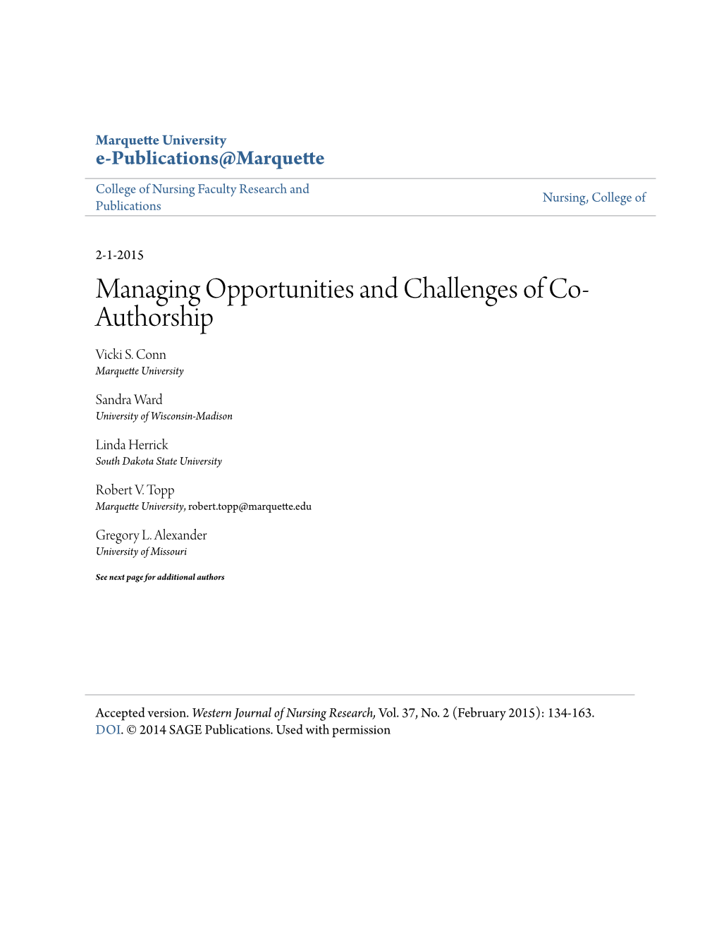 Managing Opportunities and Challenges of Co-Authorship