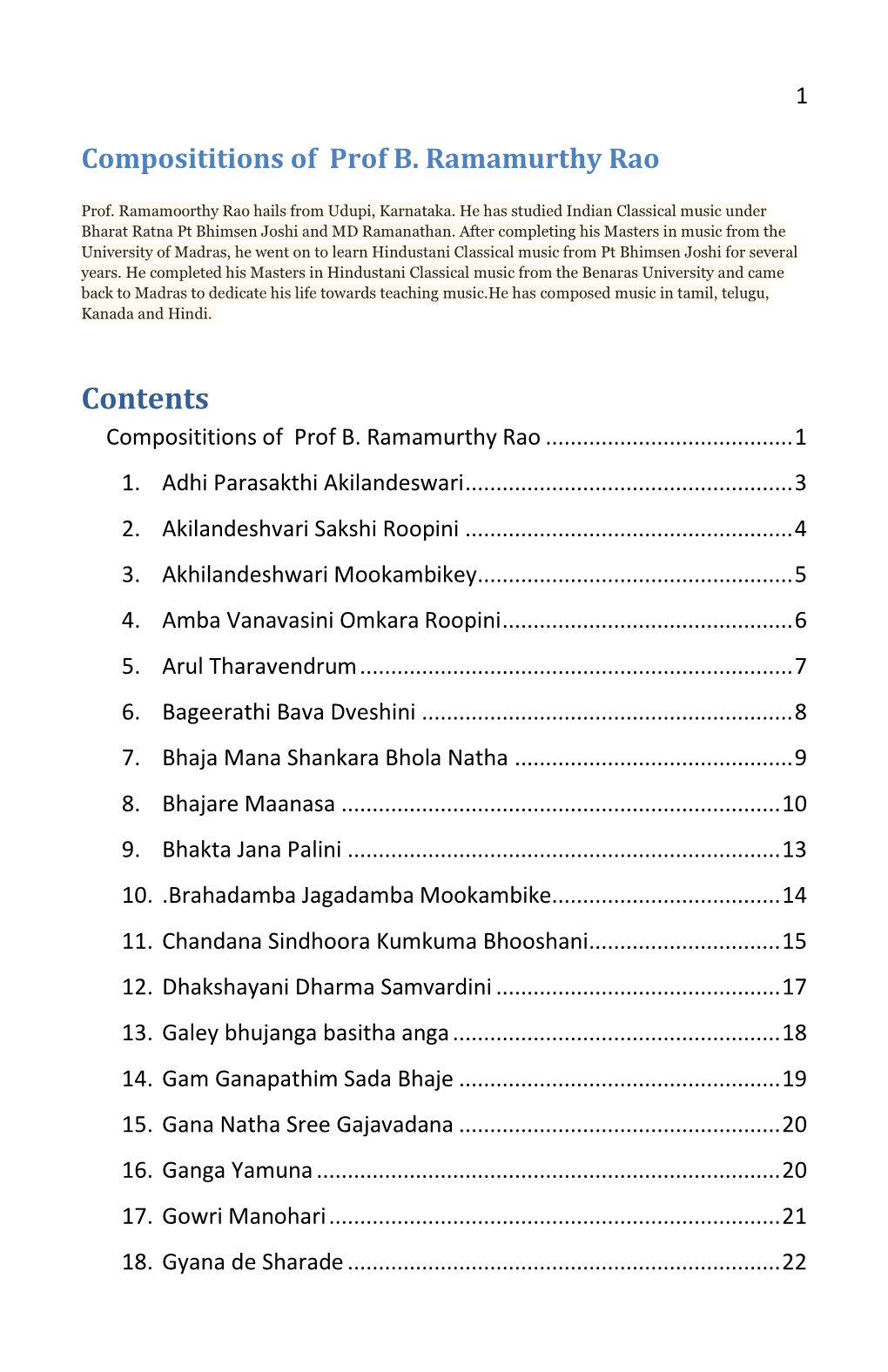 Contents Composititions of Prof B