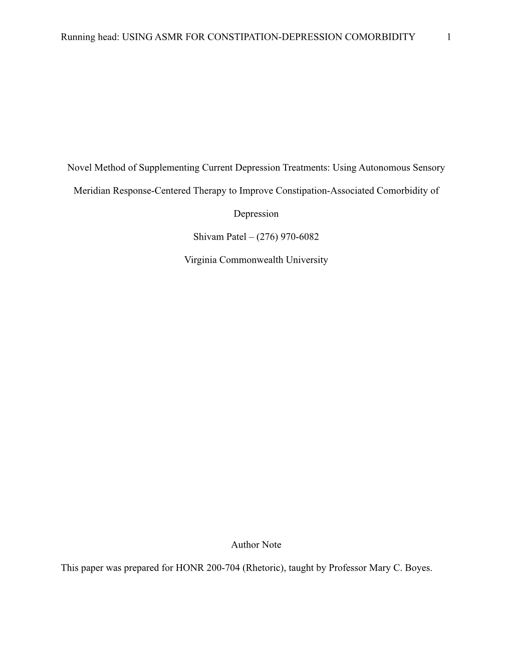 Using Autonomous Sensory Meridian Response-Centered Therapy to Impr