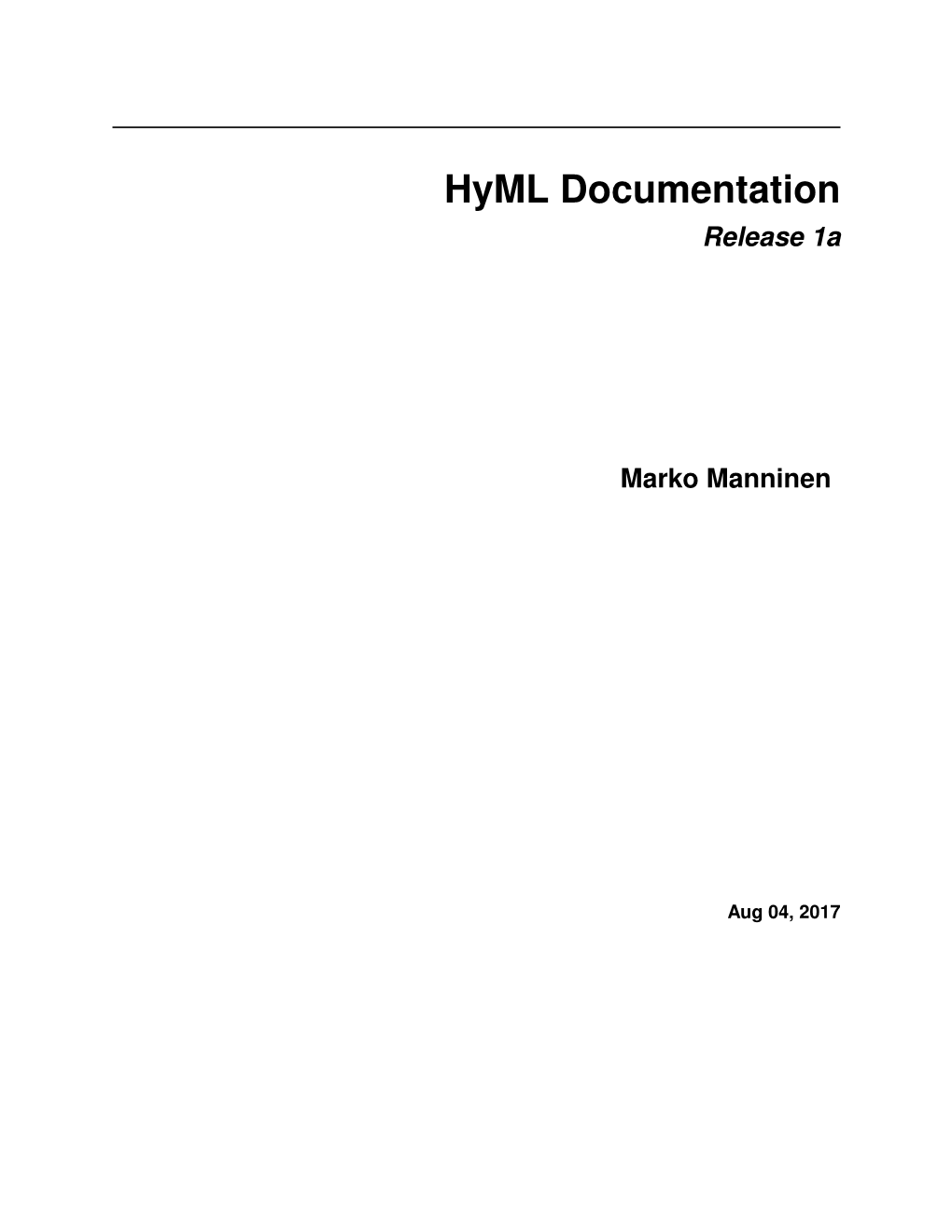 Hyml Documentation Release 1A Marko