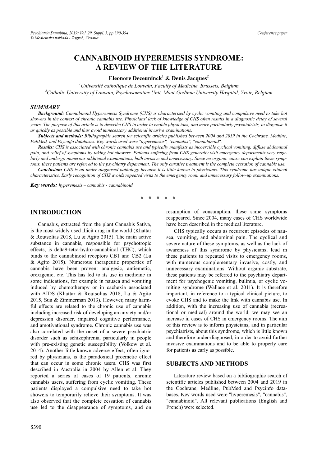 Cannabinoid Hyperemesis Syndrome: a Review of The