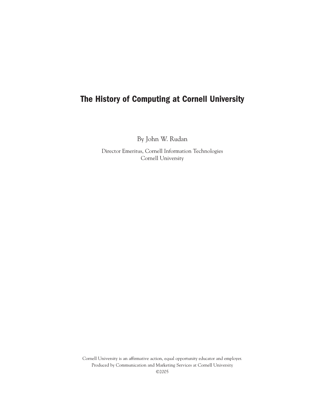 The History of Computing at Cornell University