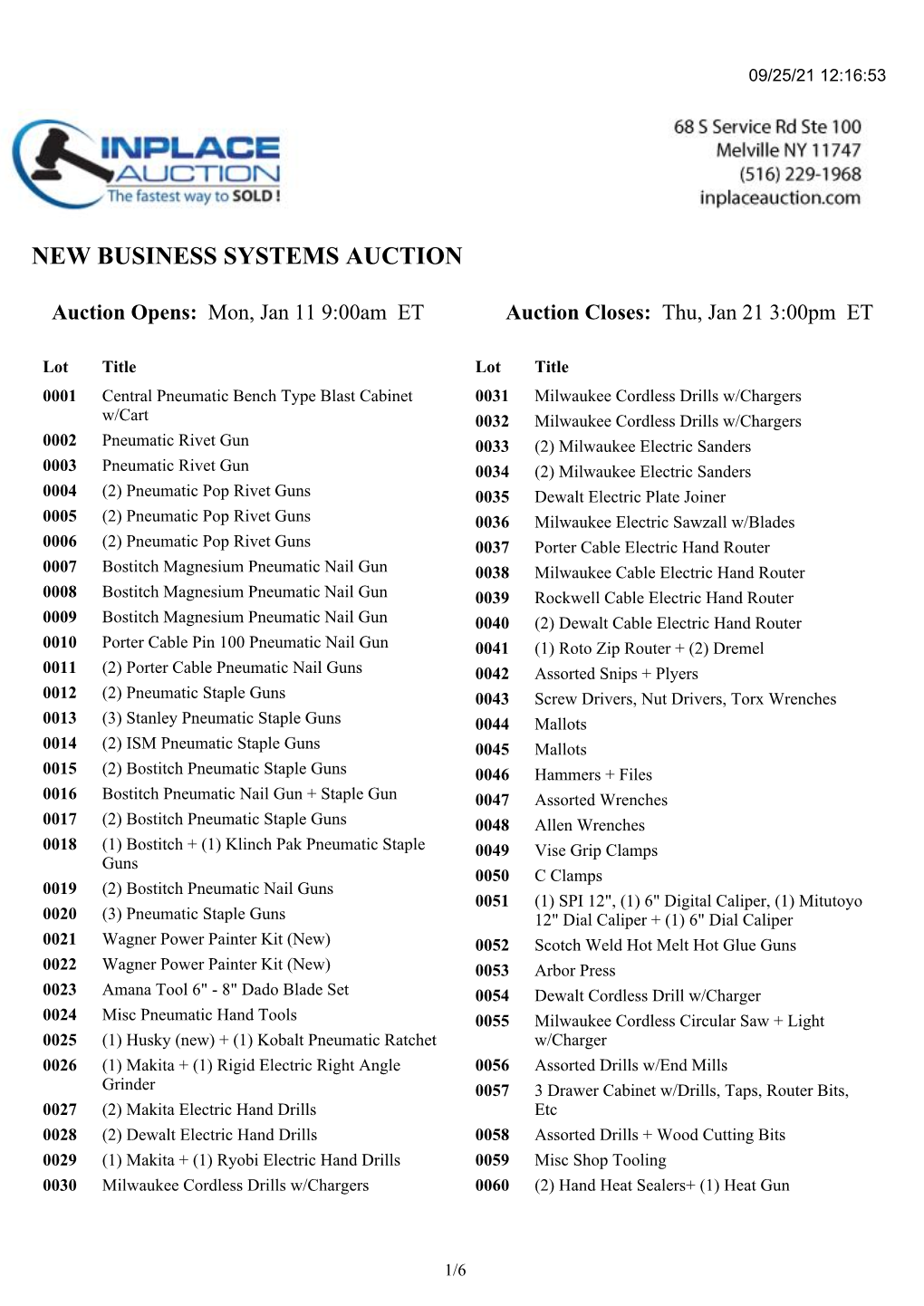 New Business Systems Auction