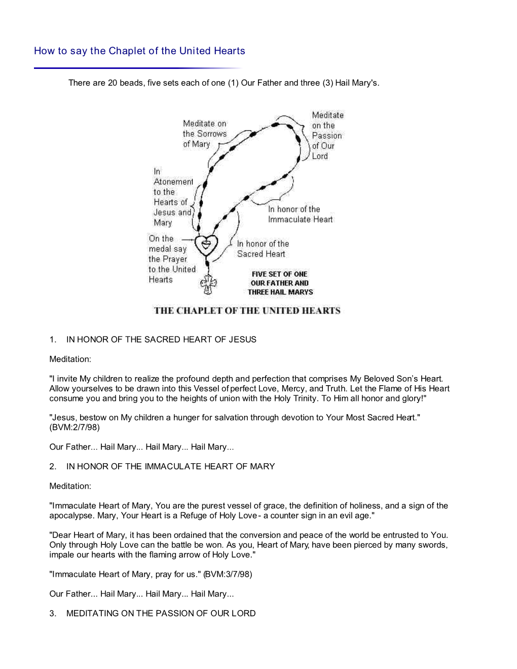 How to Recite the United Hearts Chaplet