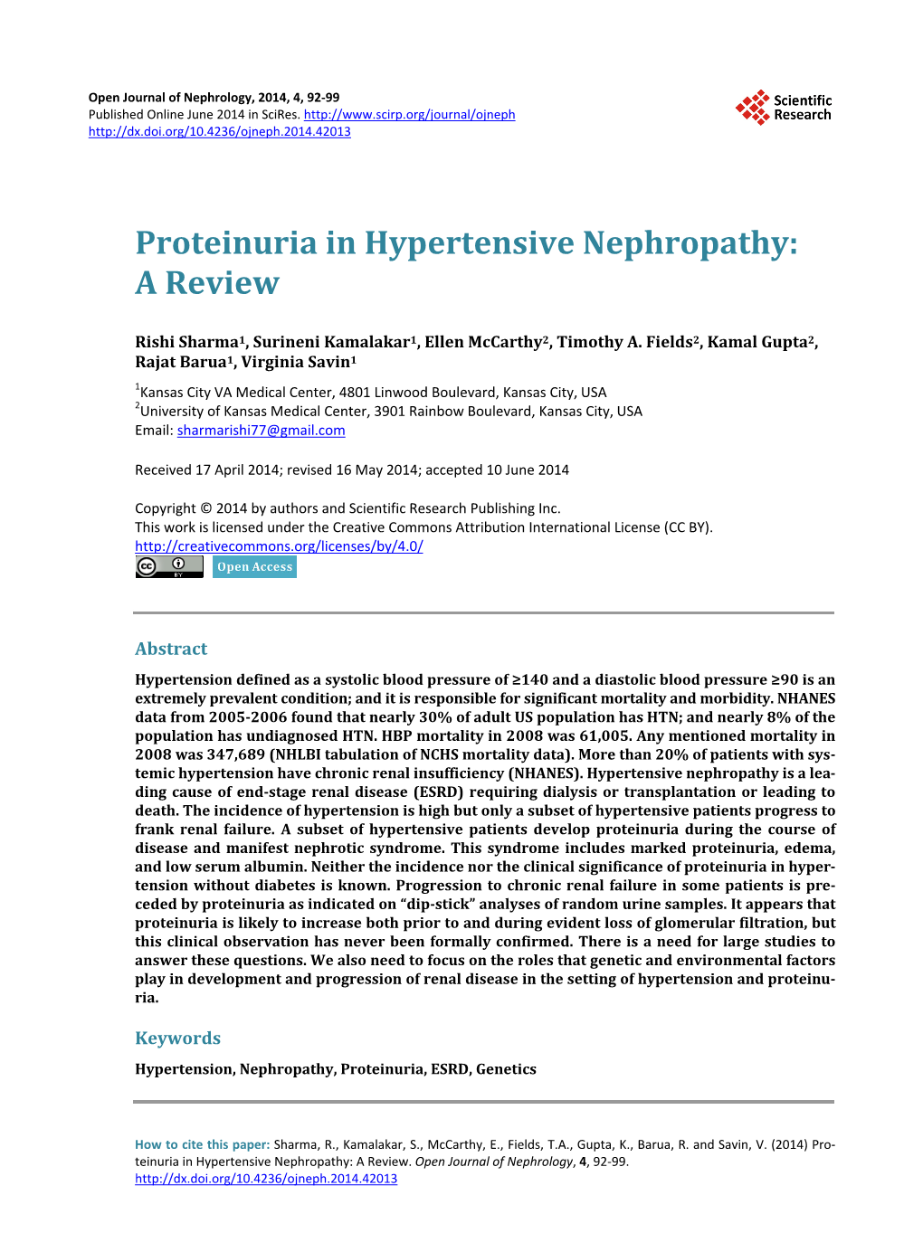 Proteinuria in Hypertensive Nephropathy: a Review