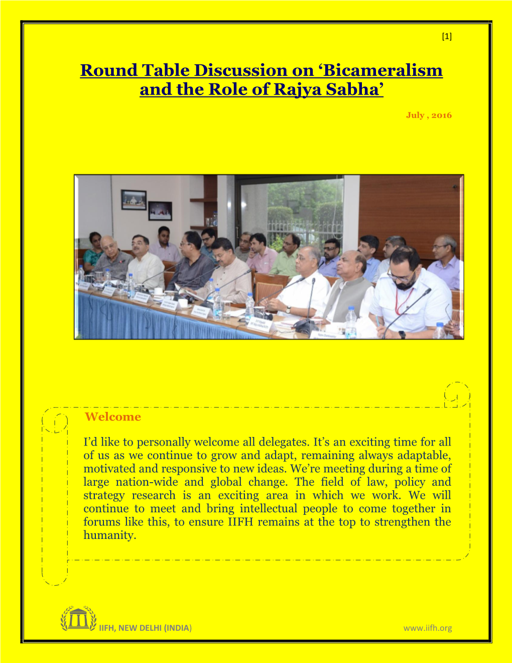 Round Table Discussion on ‘Bicameralism and the Role of Rajya Sabha’