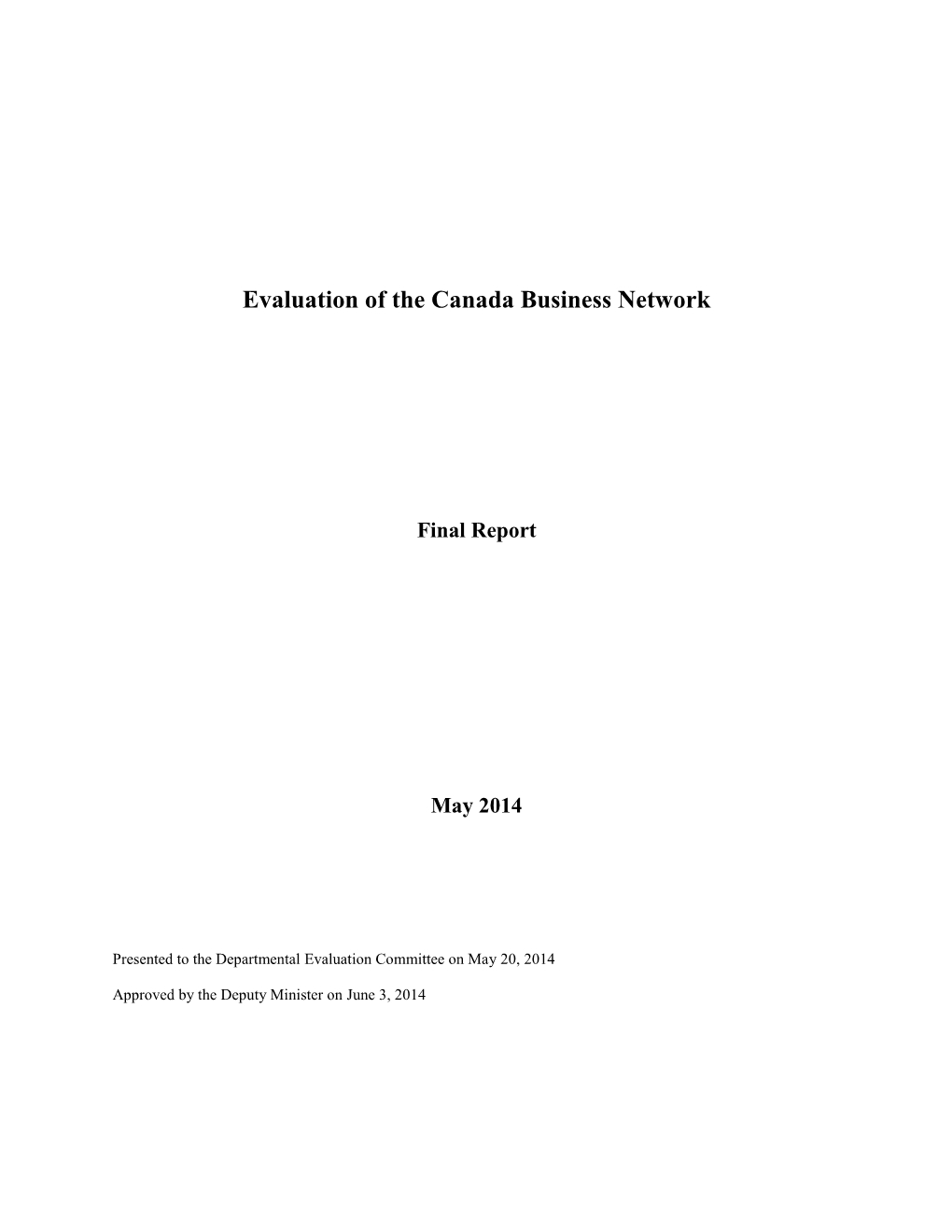 Evaluation of the Canada Business Network