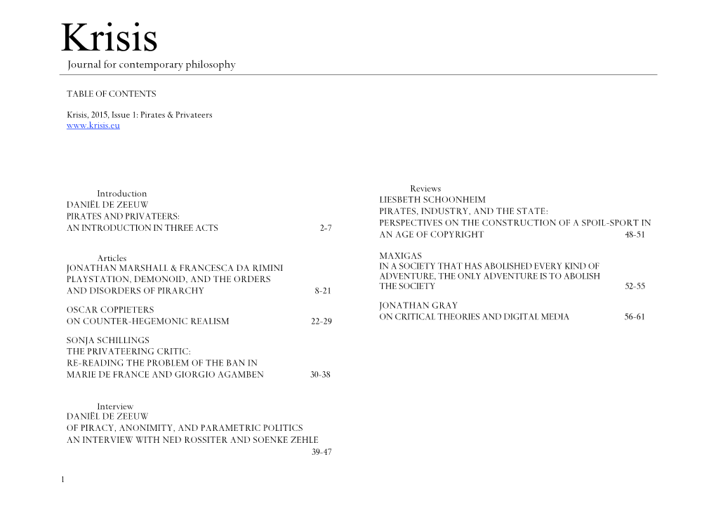 Krisis Journal for Contemporary Philosophy