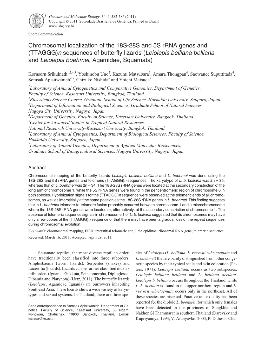 Chromosomal Localization of the 18S-28S and 5S Rrna Genes