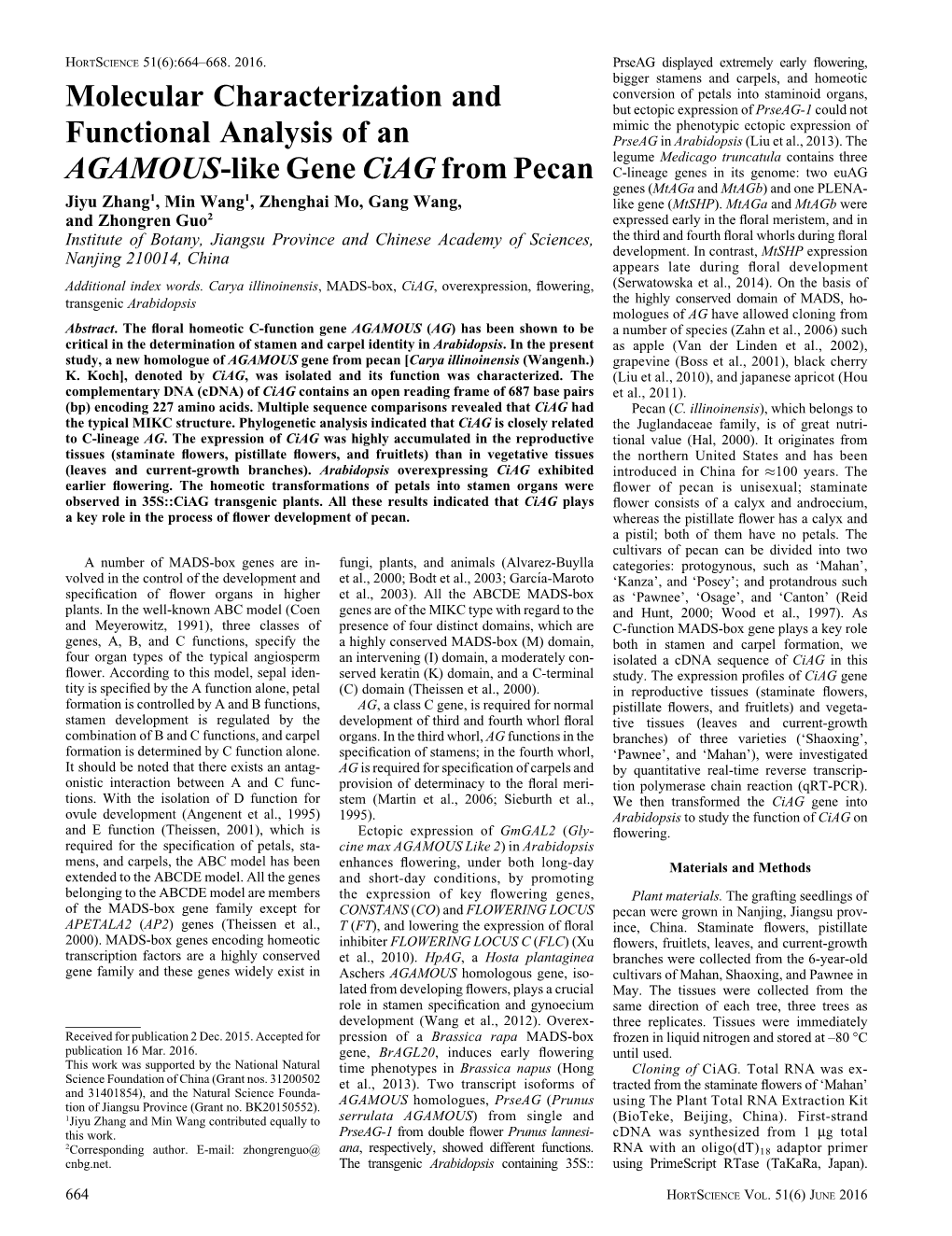 Molecular Characterization and Functional Analysis of An