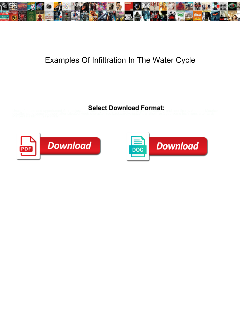 Examples of Infiltration in the Water Cycle