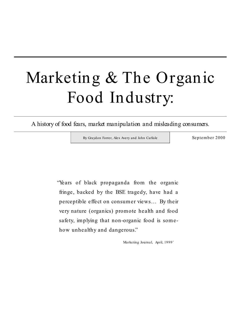 Marketing & the Organic Food Industry