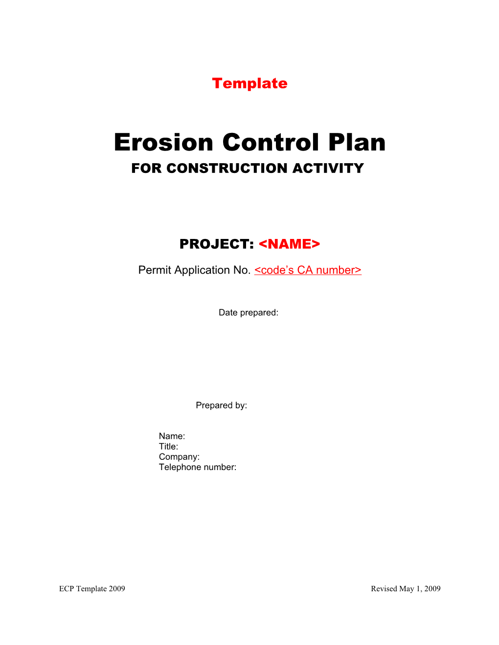 Erosion Control Plan