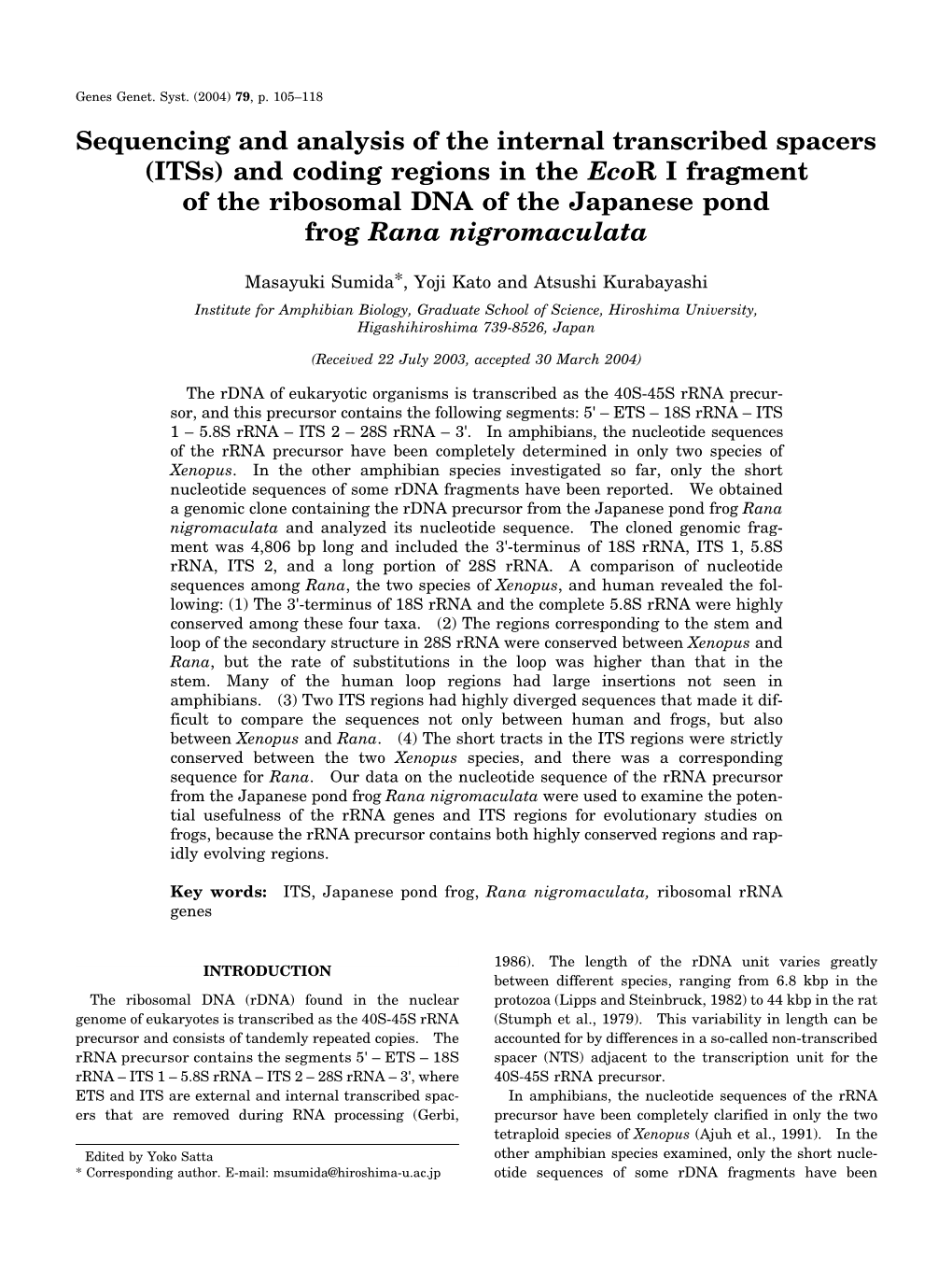 Sequencing and Analysis of the Internal Transcribed Spacers (Itss