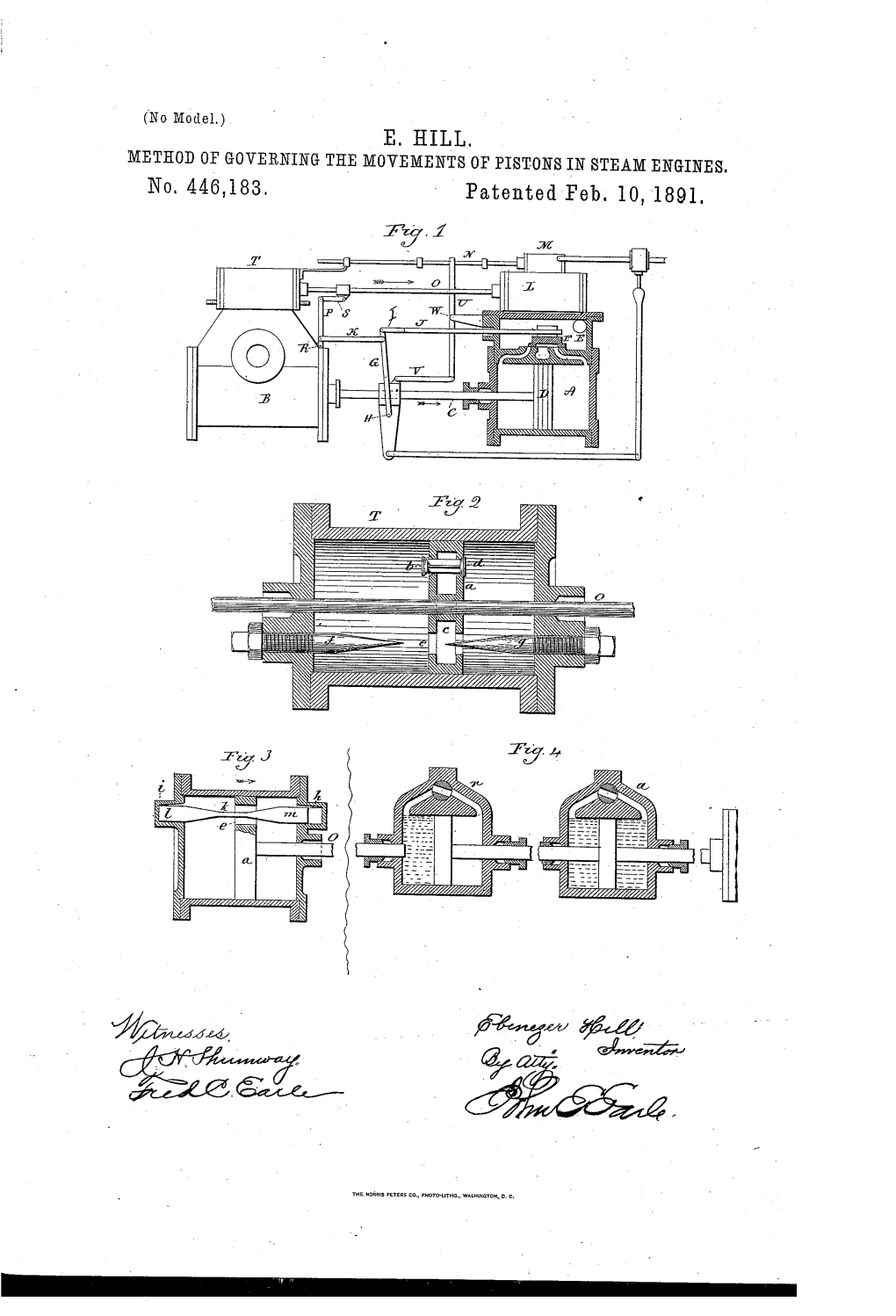 E. HILL, METHOD of GOVERNING the MOVEMENTS of PISTONS in Steamengines. No