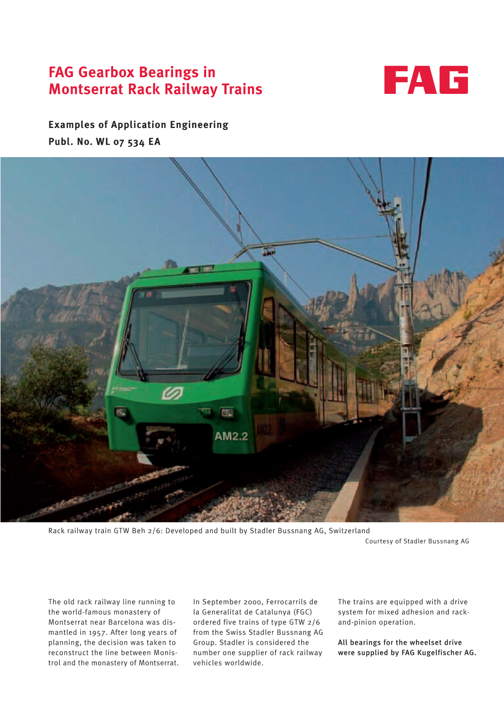 FAG Gearbox Bearings in Montserrat Rack Railway Trains: Publication