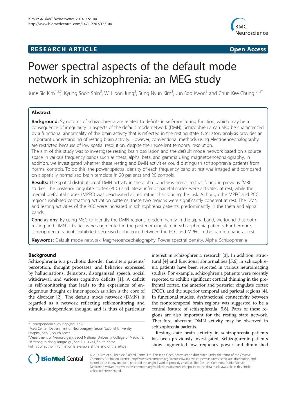 Power Spectral Aspects of the Default Mode Network In