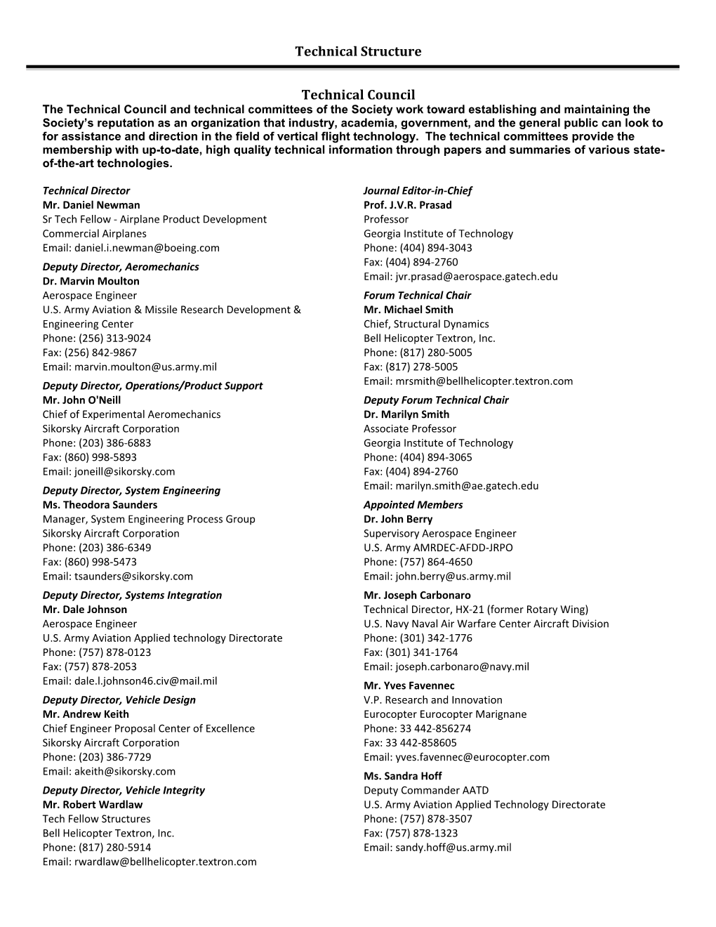 Technical Structure Technical Council