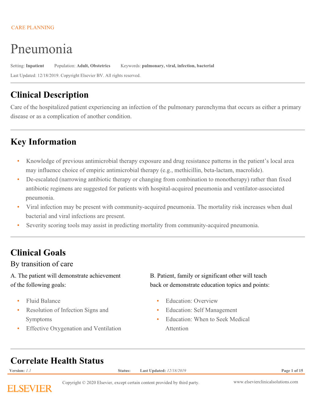 Adult Pneumonia