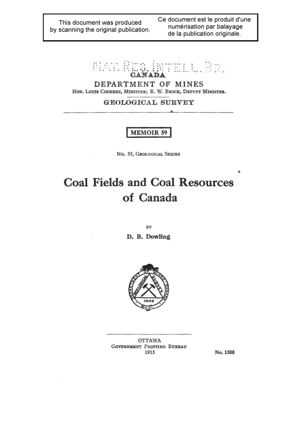 Coal Fields and Coal Resources of Canada